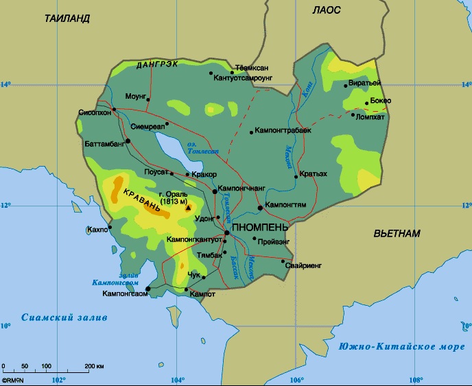 Достопримечательности камбоджи на карте