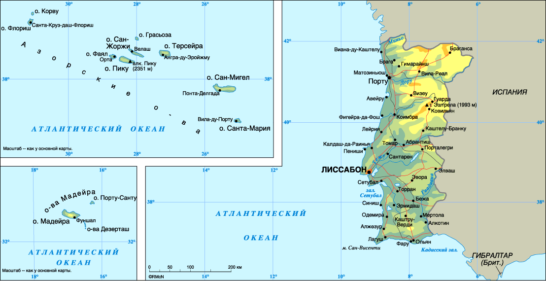 Карта португалия достопримечательности