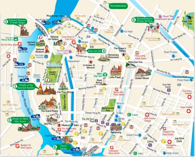 Карта бангкока с достопримечательностями