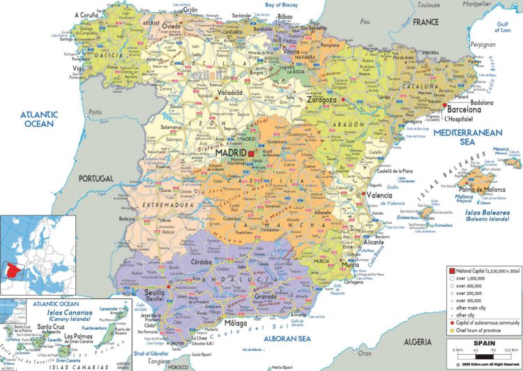 Испания карта достопримечательностей